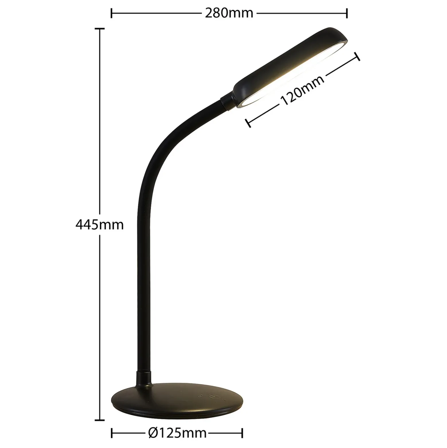 Prios LED lámpara de mesa recargable Opira, negro, USB, regulador táctil