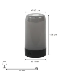 Prios lámpara de mesa LED recargable Valtari, blanca, altura 19 cm, RGB