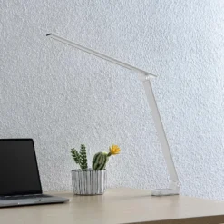 Prios lámpara de mesa LED Tamarin, altura 40 cm, blanca, atenuable
