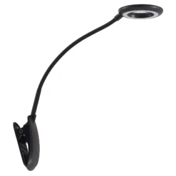 Prios lámpara de pinza LED Harumi, negra, batería recargable, USB, 51 cm