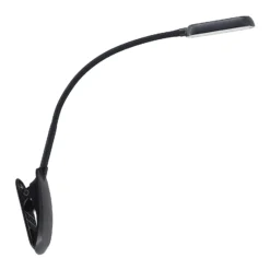 Prios lámpara de pinza LED Najari, negra, batería recargable, USB, 51 cm