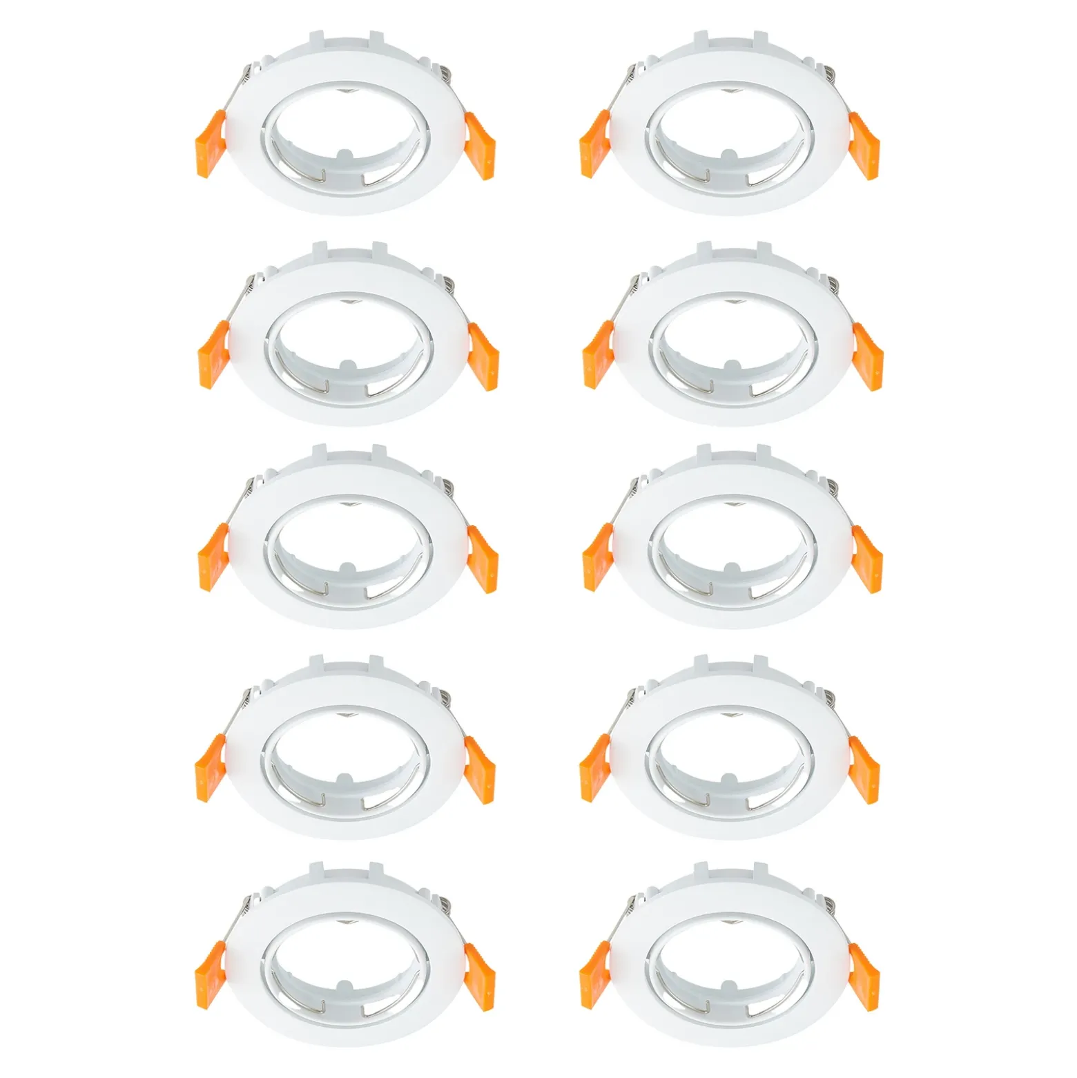 Prios lámpara de techo empotrable Fibur, blanco, zinc, Ø 8,2 cm, 10 unidades