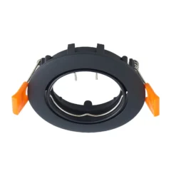 Prios lámpara de techo empotrable Fibur, negro, aluminio, Ø 8,2 cm