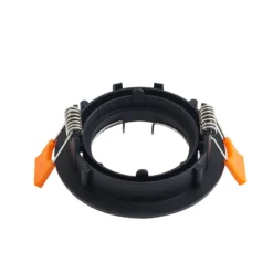 Prios lámpara de techo empotrable Fibur, negro, aluminio, Ø 8,2 cm