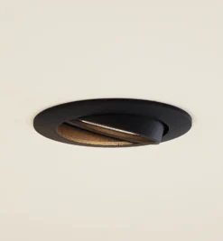 Prios lámpara de techo empotrable Fibur, negro, aluminio, Ø 8,2 cm