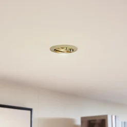 Prios lámpara de techo empotrable Fibur, oro, aluminio, Ø 8,2 cm
