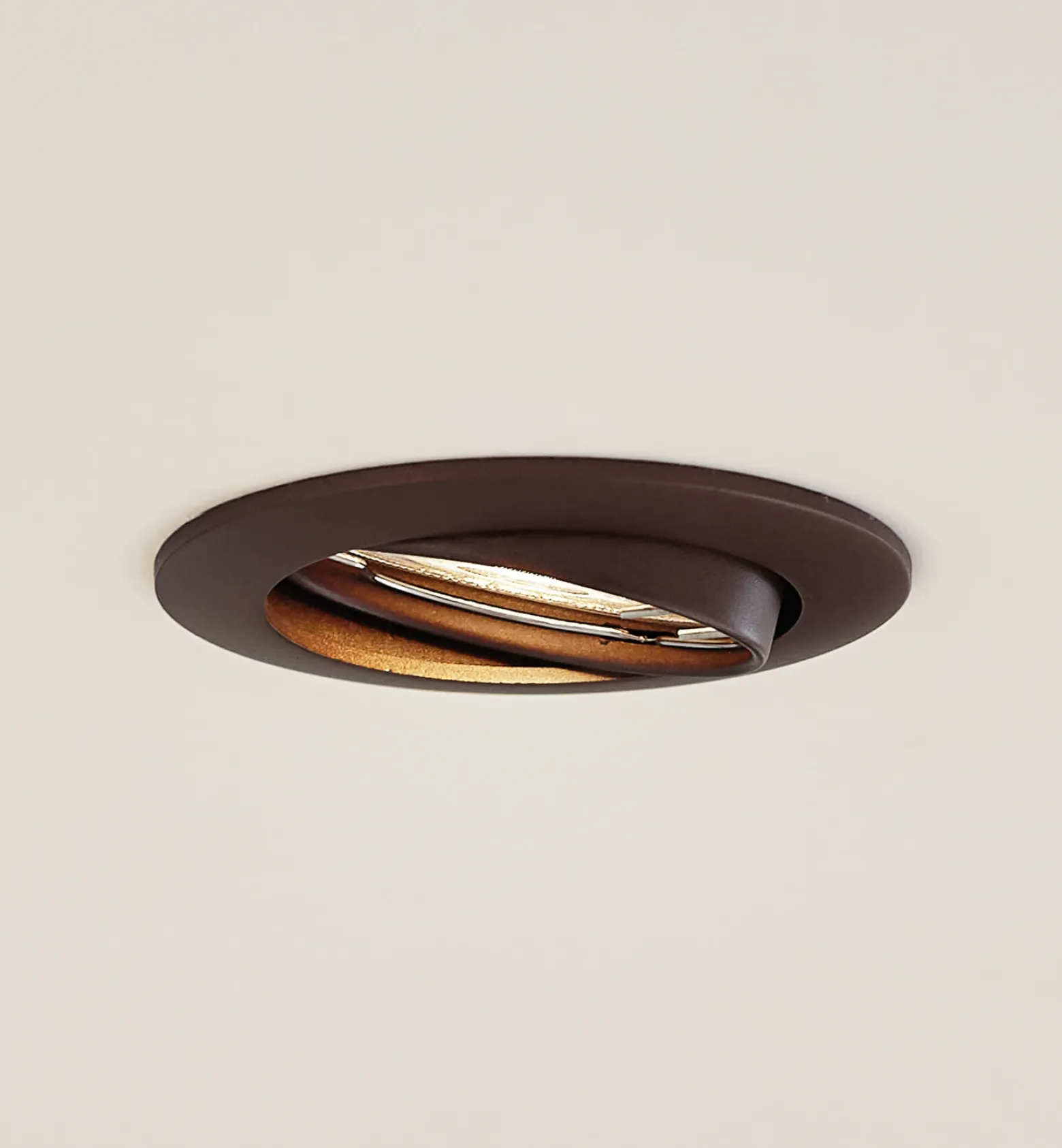 Prios lámpara de techo empotrable Fibur, bronce, aluminio, Ø 8,2 cm