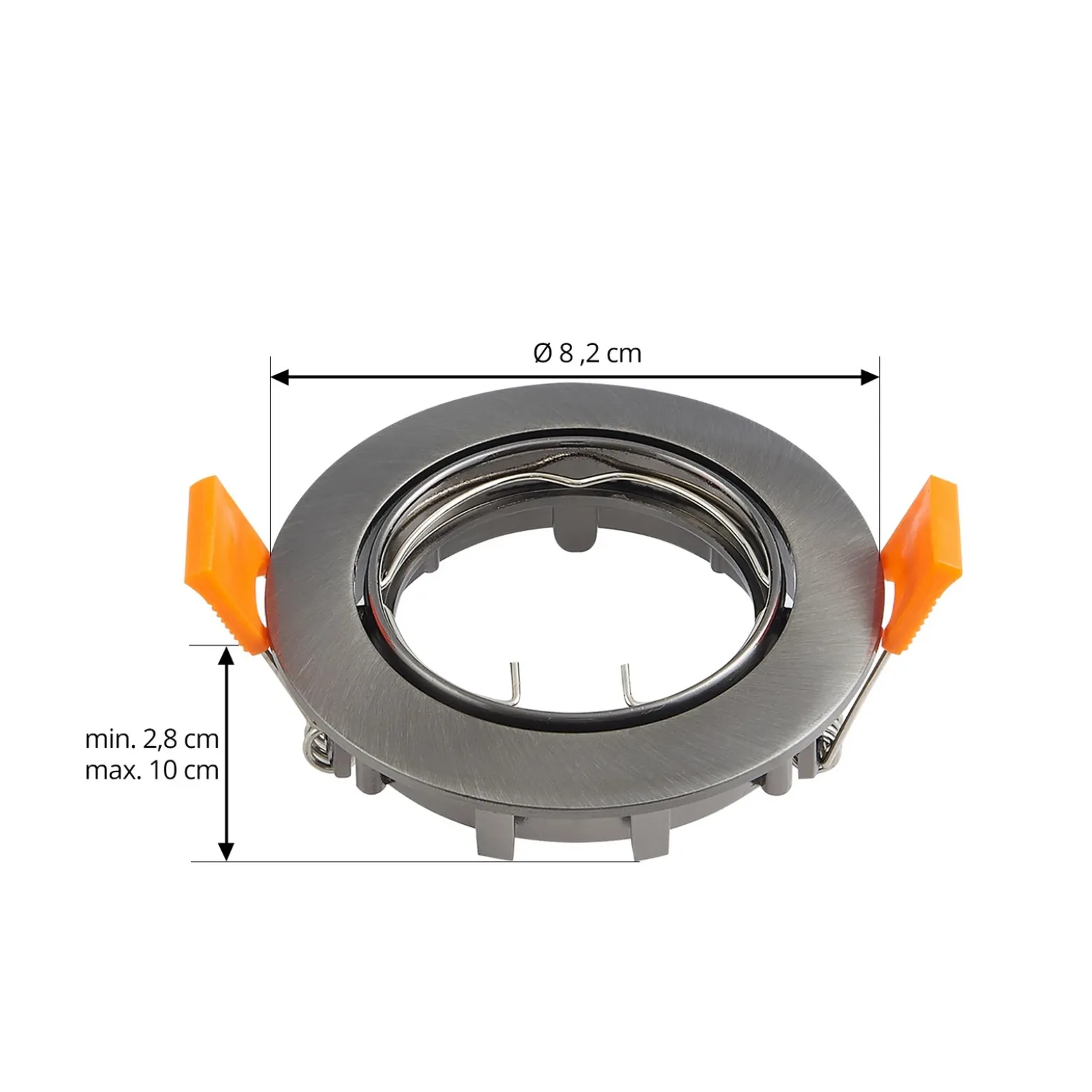 Prios lámpara de techo empotrable Fibur, gris oscuro, aluminio, Ø 8,2 cm