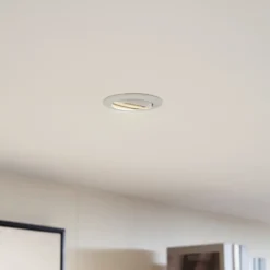 Prios lámpara de techo empotrable Fibur, blanco, aluminio, Ø 8,2 cm