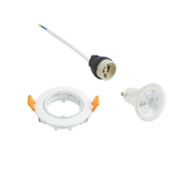 Prios lámpara de techo empotrable Fibur, blanco, aluminio, Ø 8,2 cm