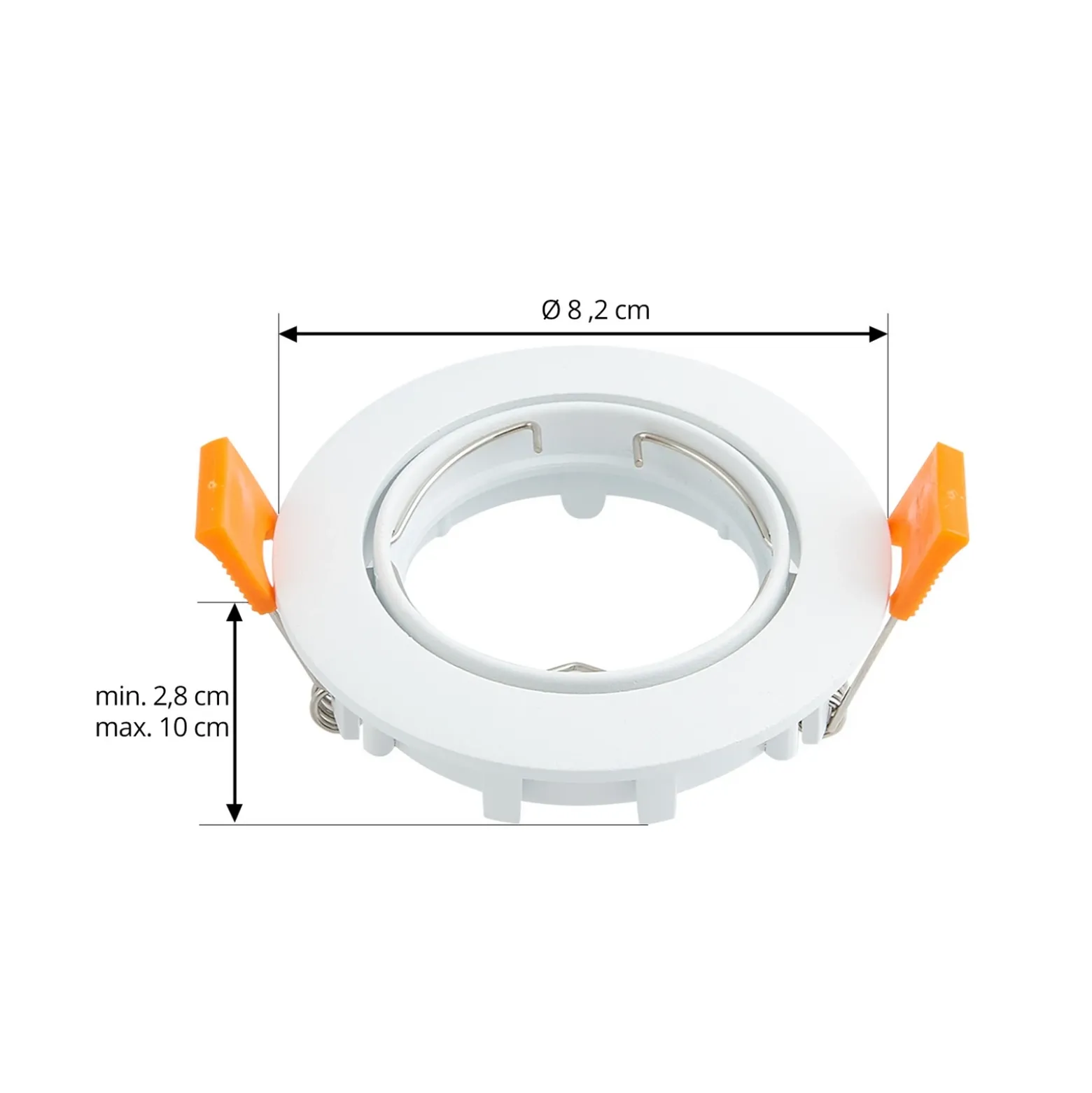 Prios lámpara de techo empotrable Fibur, blanco, aluminio, Ø 8,2 cm