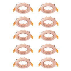 Prios lámpara de techo empotrable Fibur, cobre, zinc, Ø8,2 cm, 10 unidades