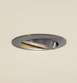 Prios lámpara de techo empotrable Fibur, plata cepillada, Ø 8,2 cm
