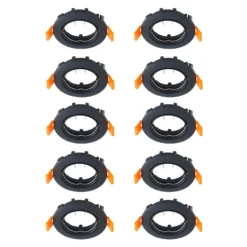 Prios lámpara de techo empotrable Fibur, negro, zinc, Ø8,2cm, 10pcs