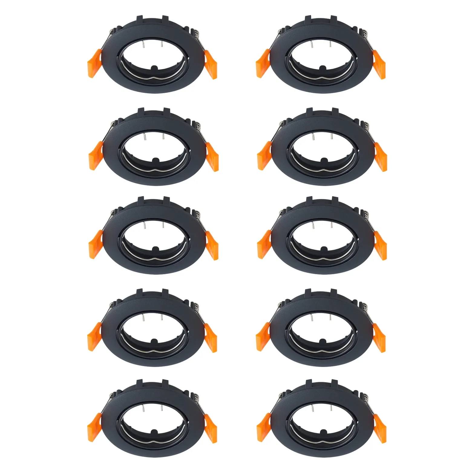 Prios lámpara de techo empotrable Fibur, negro, zinc, Ø8,2cm, 10pcs