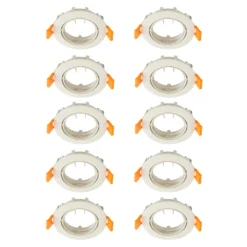 Prios lámpara de techo empotrable Fibur, beige, zinc, Ø 8,2 cm, 10 unidades
