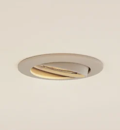 Prios lámpara de techo empotrable Fibur, beige, aluminio, Ø 8,2 cm
