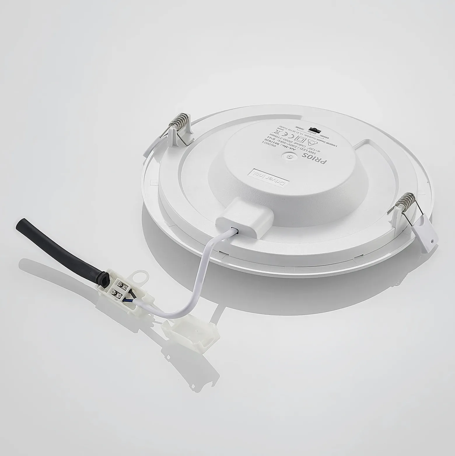 Prios lámpara empotrable LED Cadance, blanco, 22 cm, CCT, IP44