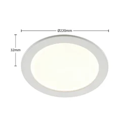 Prios lámpara empotrable LED Cadance, blanco, 22 cm, CCT, IP44