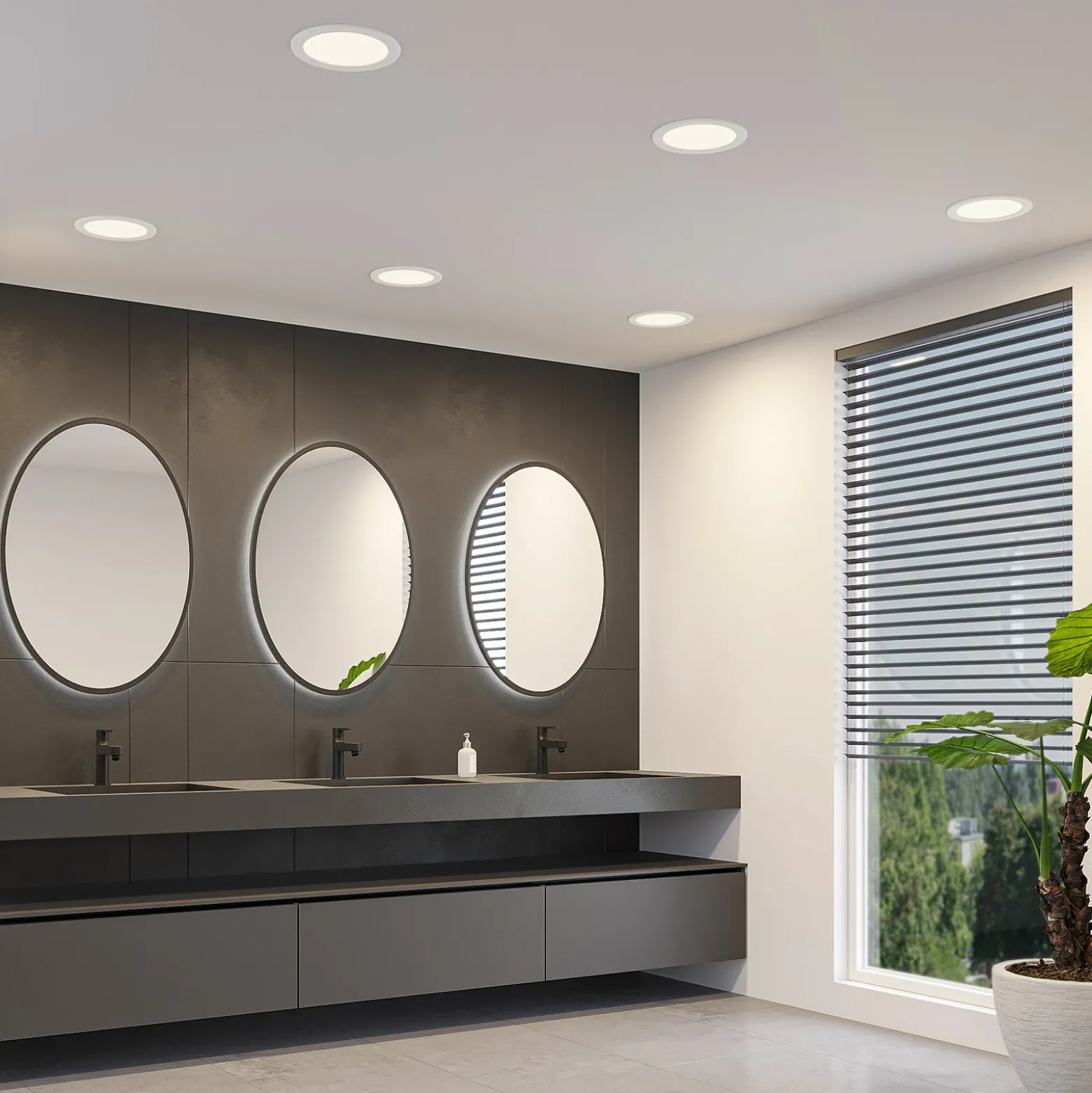 Prios lámpara empotrable LED Cadance, blanco, 22 cm, CCT, IP44