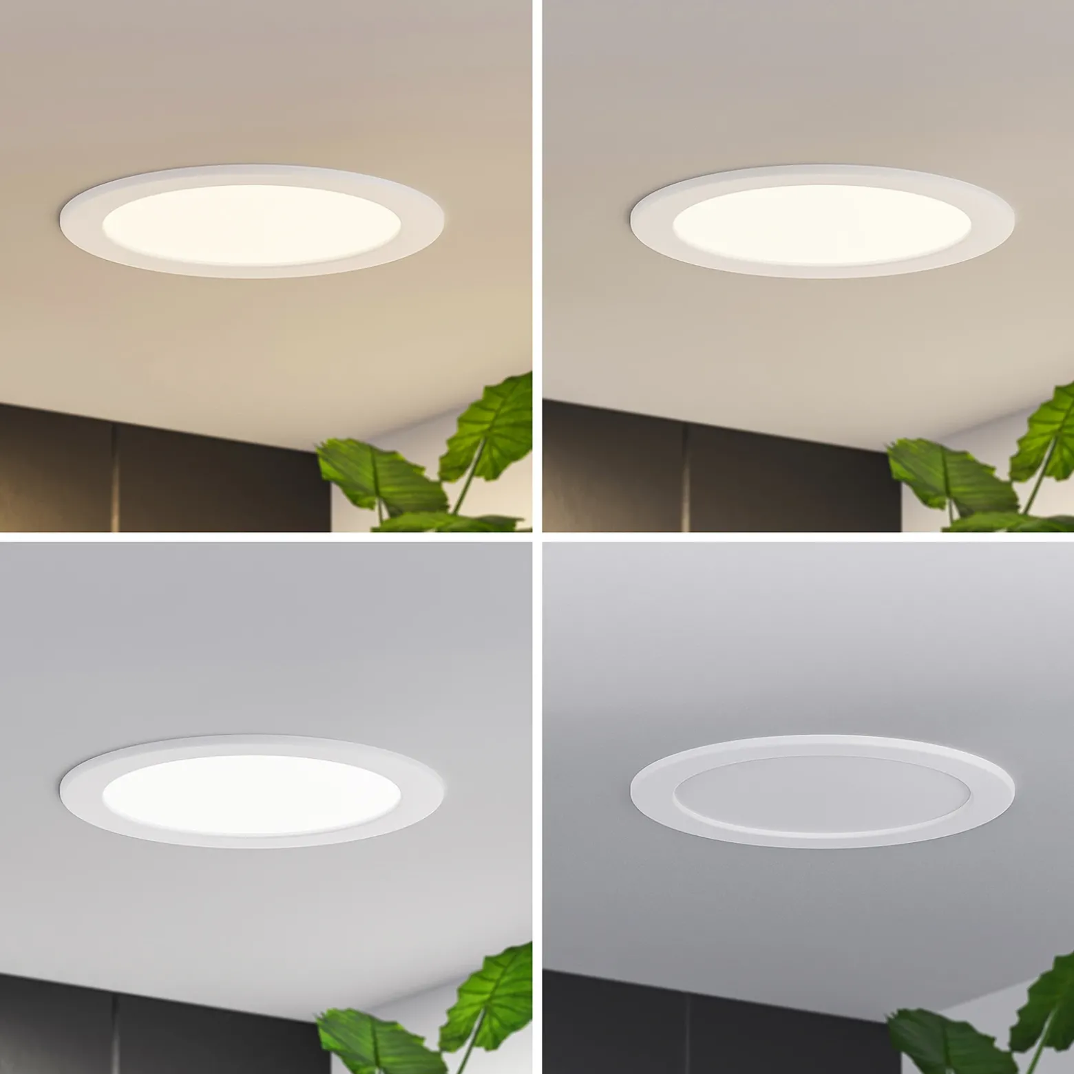 Prios lámpara empotrable LED Cadance, blanco, 22 cm, CCT, IP44