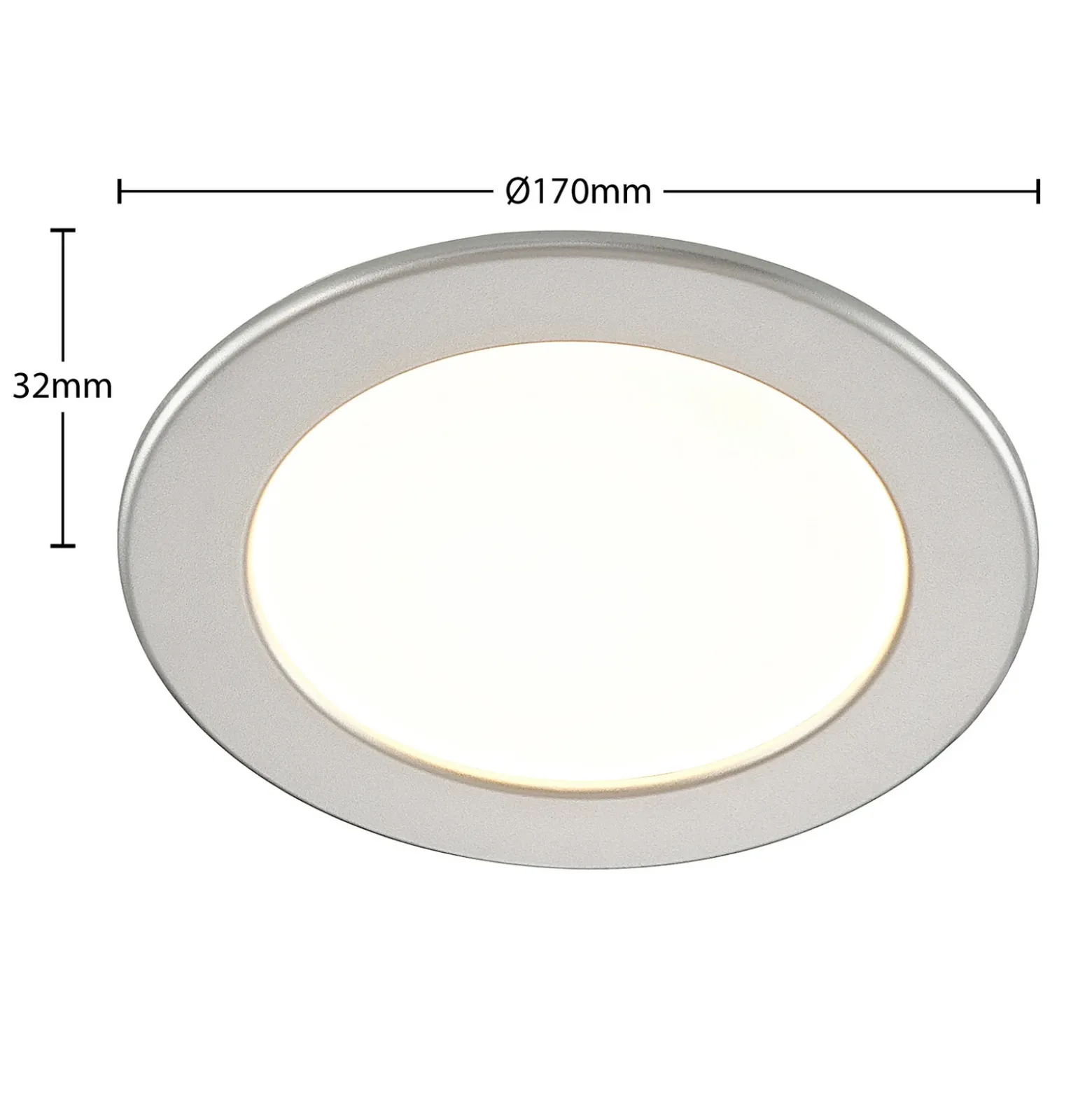 Prios lámpara empotrable LED Cadance, plata, 17 cm, CCT, IP44