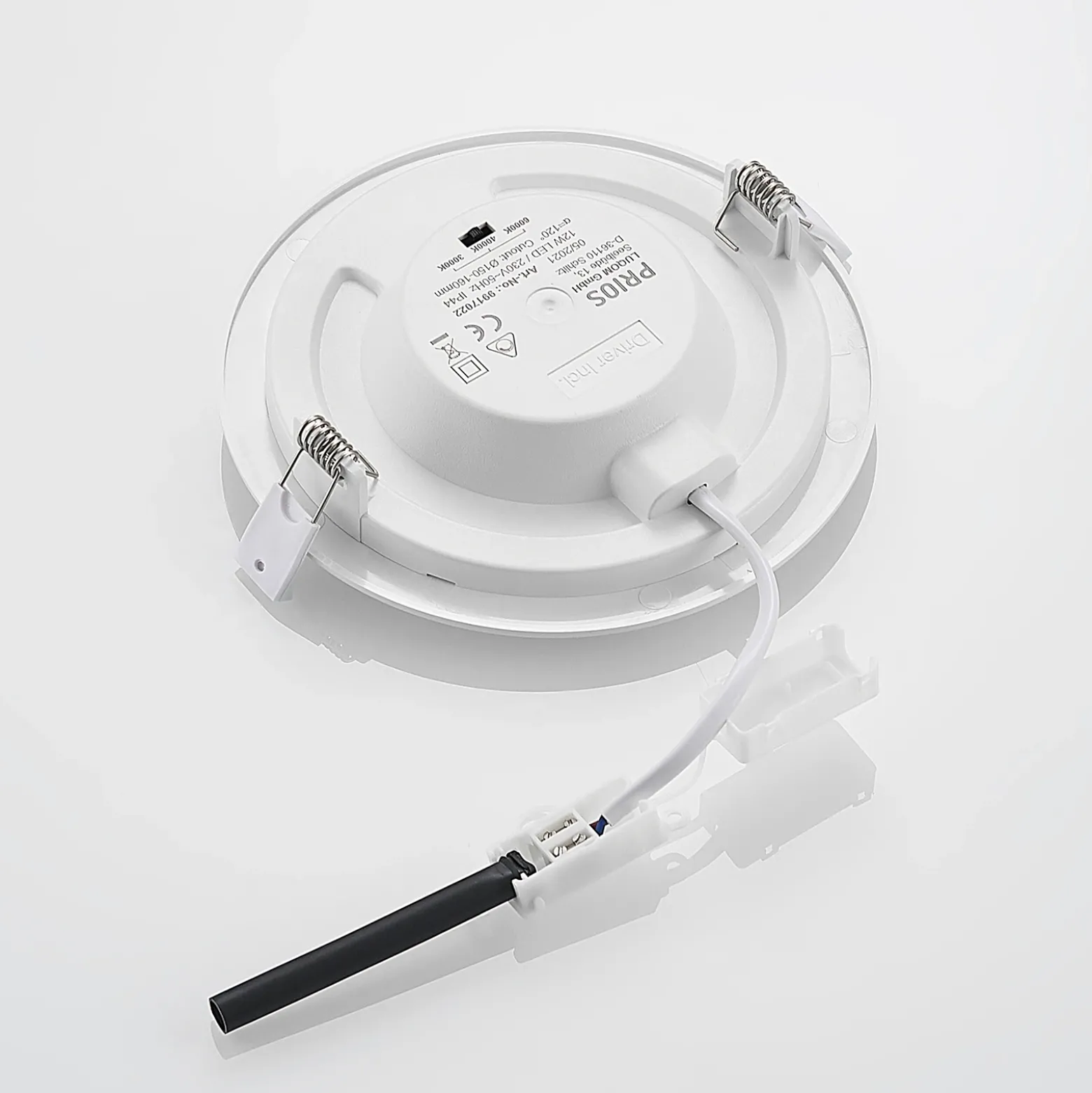 Prios lámpara empotrable LED Cadance, blanco, 17 cm, juego de 3, CCT
