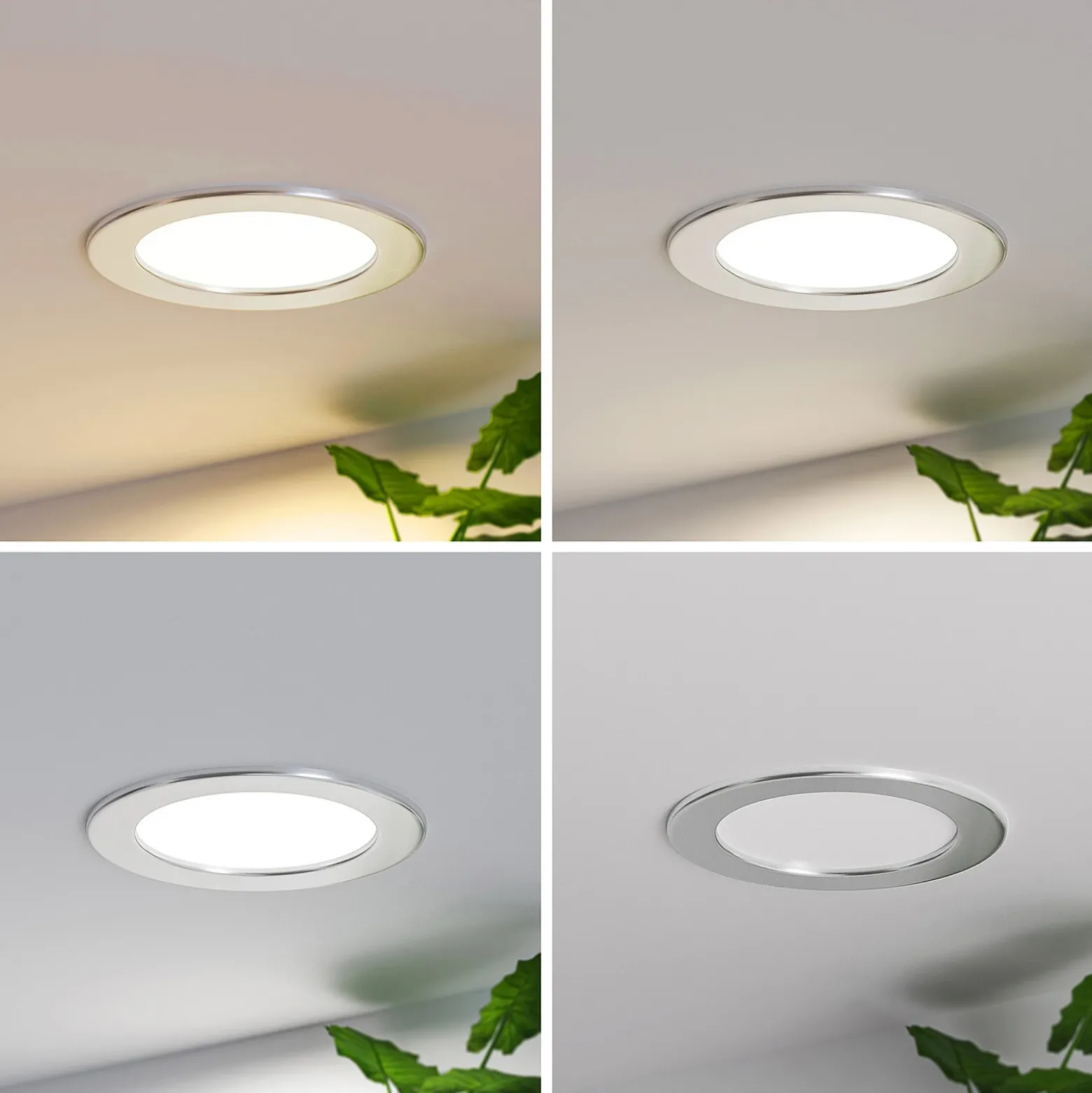 Prios lámpara empotrable LED Cadance, plata, 17 cm, CCT, IP44