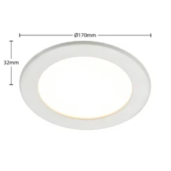 Prios Lámpara empotrable LED Cadance, blanca, 17 cm, CCT, IP44