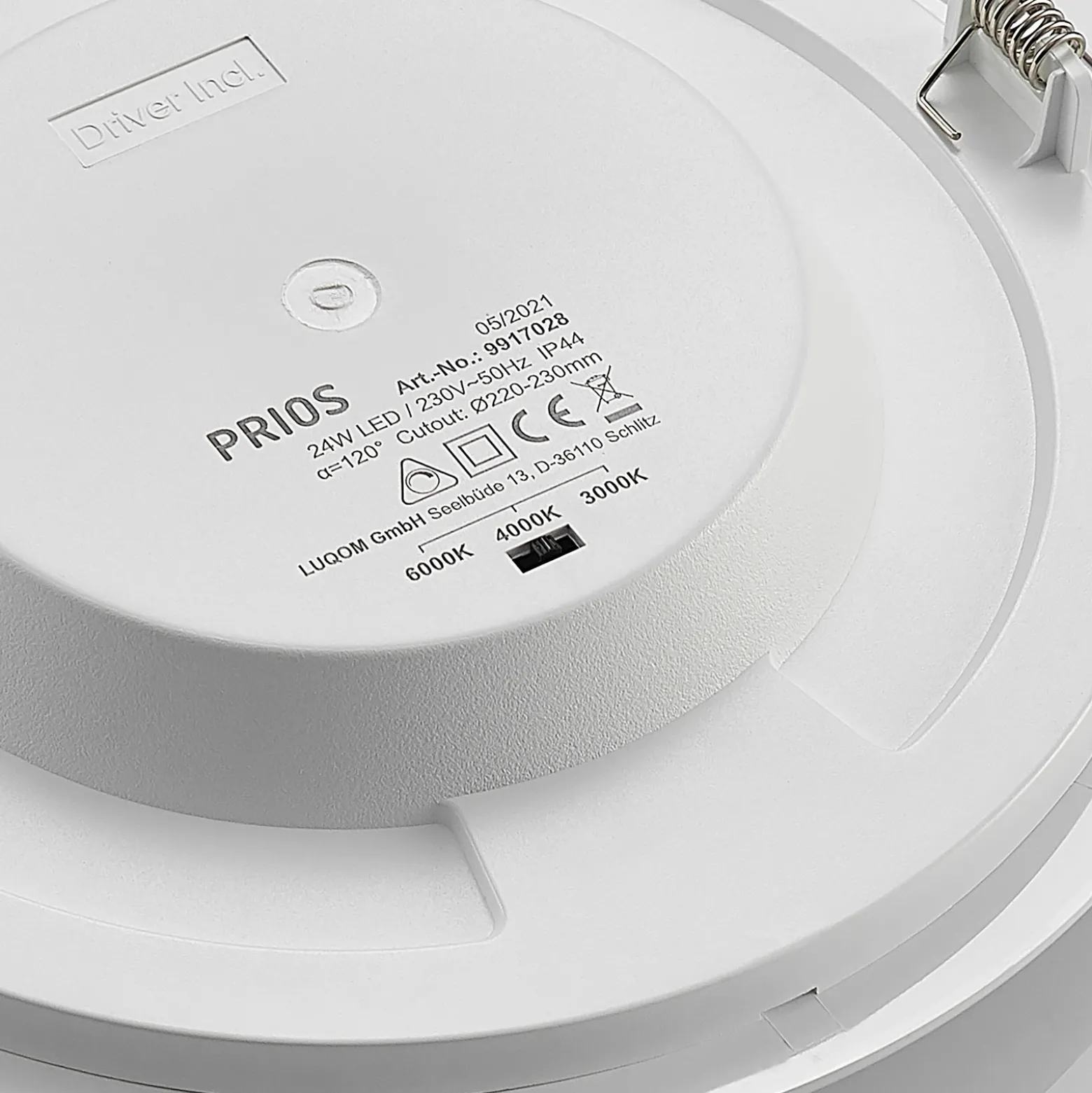 Prios lámpara empotrable LED Cadance, blanco, 24 cm, juego de 3, CCT