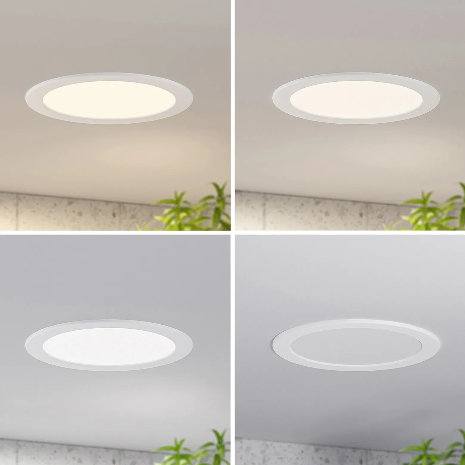 Prios lámpara empotrable LED Cadance, blanco, 24 cm, juego de 3, CCT