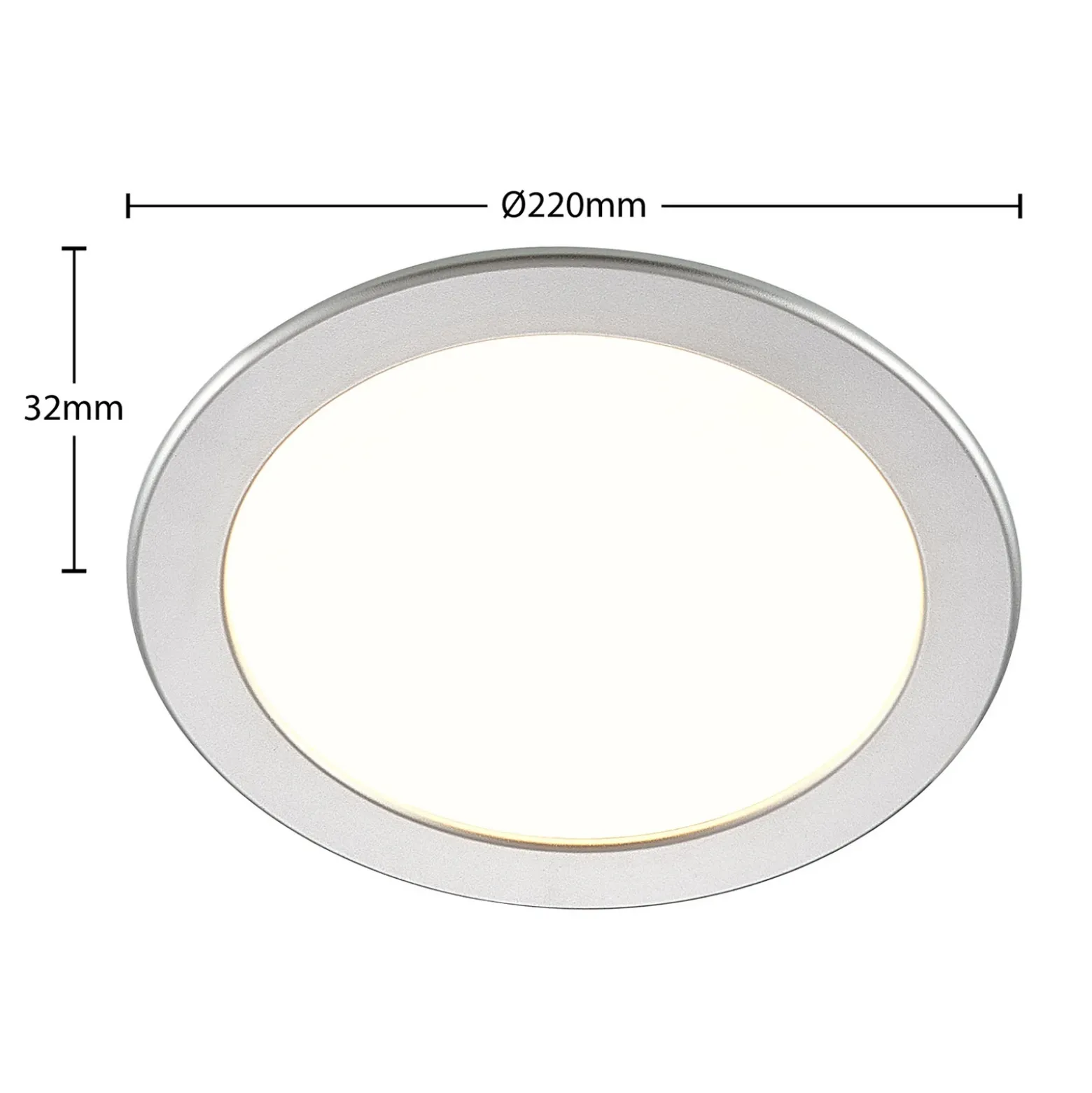 Prios lámpara empotrable LED Cadance, plata, 22 cm, CCT, IP44