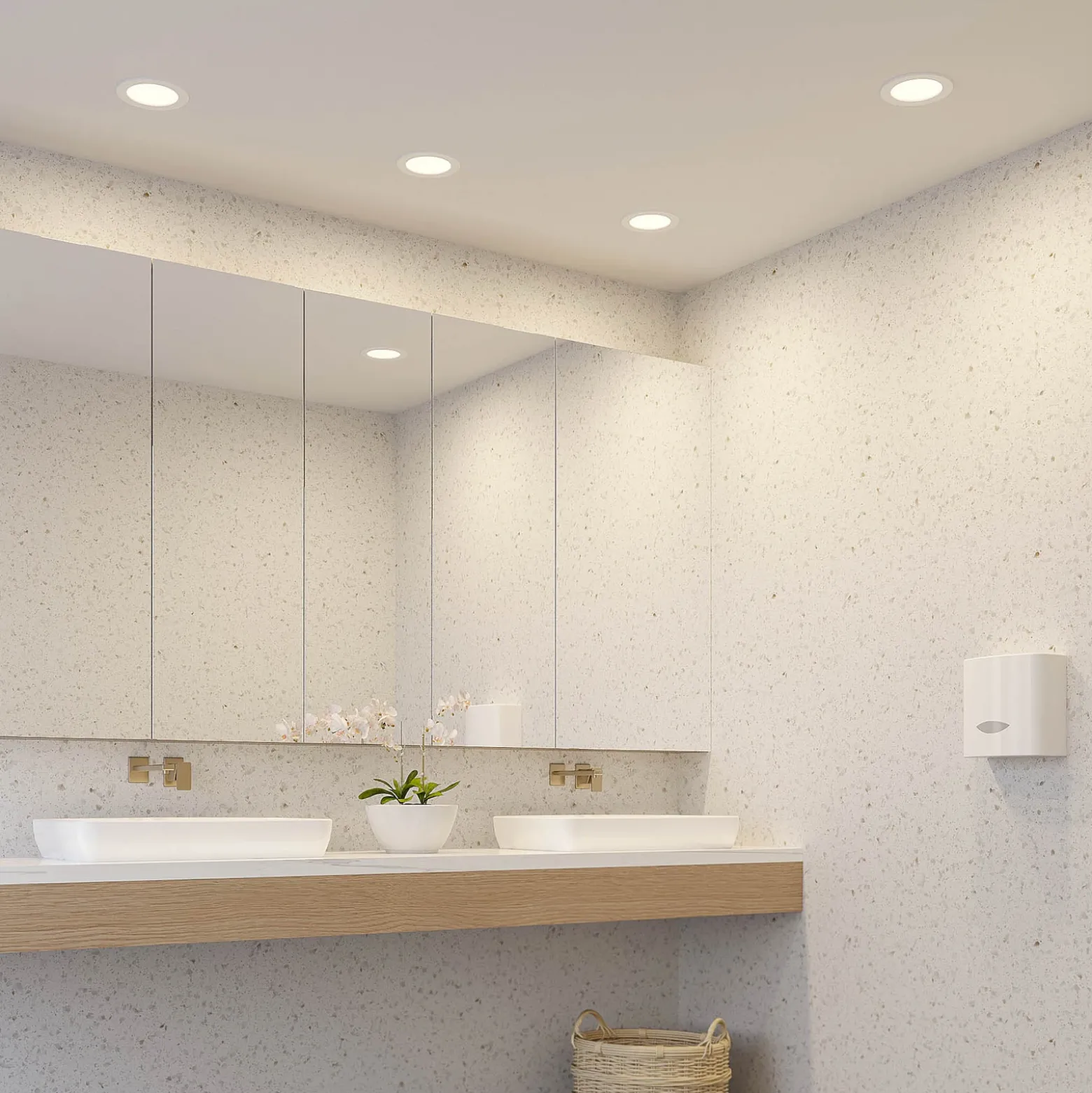 Prios Lámpara empotrable LED Cadance, blanca, 17 cm, CCT, IP44