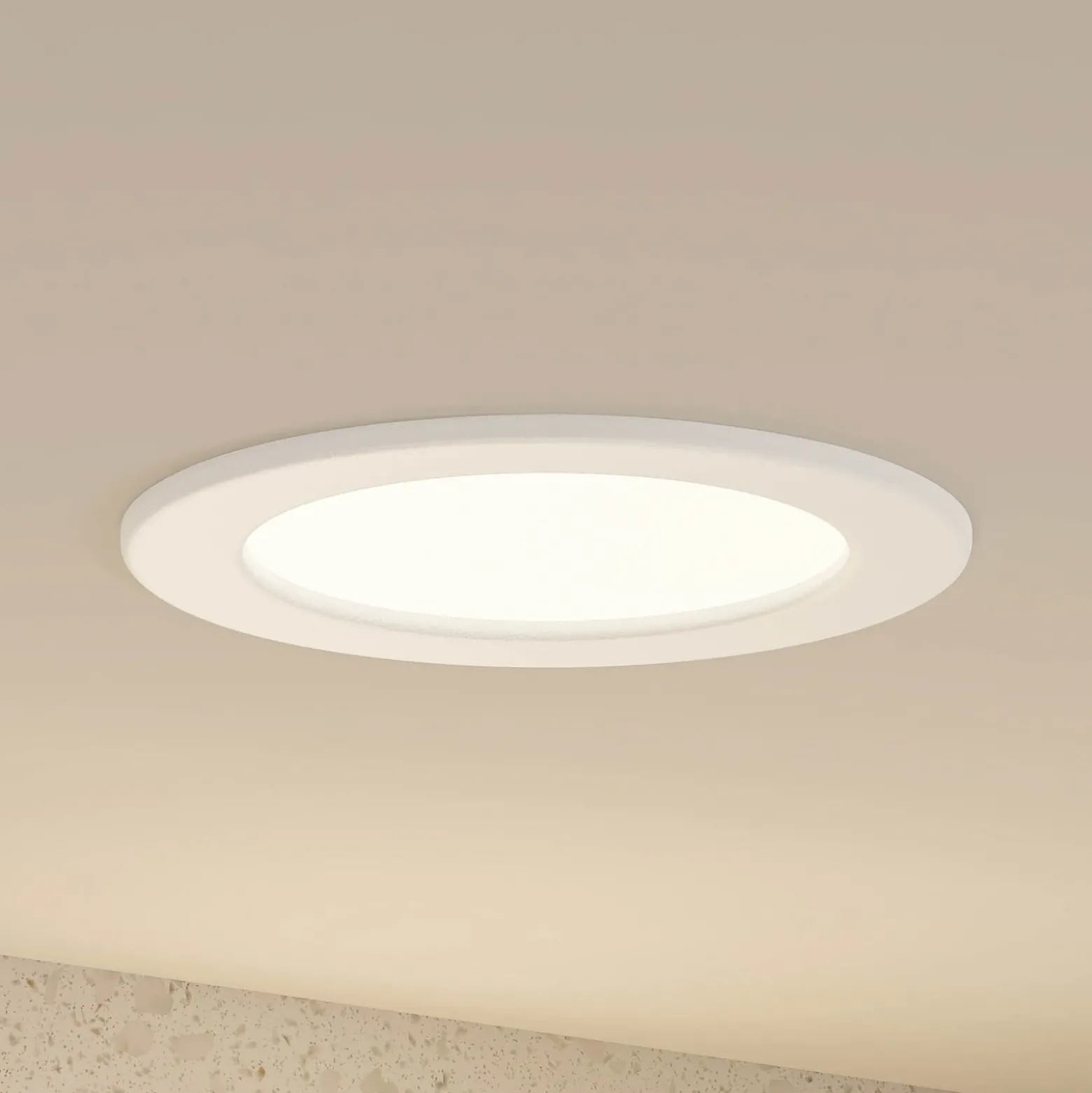 Prios Lámpara empotrable LED Cadance, blanca, 17 cm, CCT, IP44