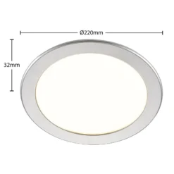 Prios lámpara empotrable LED Cadance, plata, 22 cm, CCT, IP44