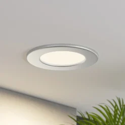 Prios lámpara empotrable LED Cadance, plata, 12 cm, CCT, IP44