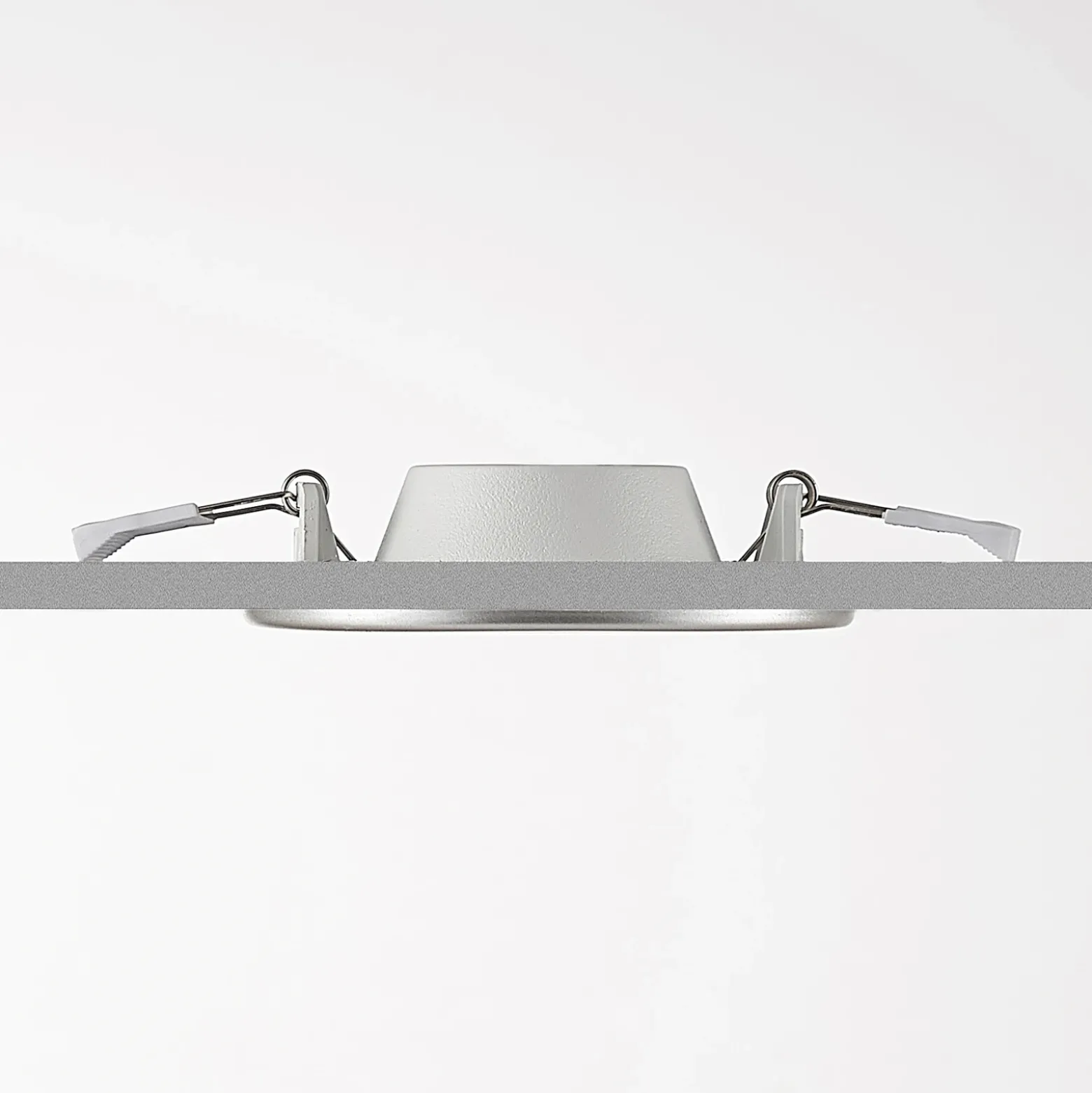 Prios lámpara empotrable LED Cadance, plata, 12 cm, CCT, IP44