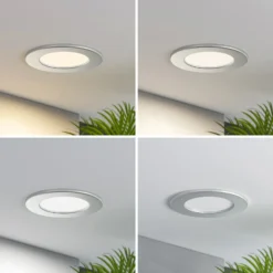 Prios lámpara empotrable LED Cadance, plata, 12 cm, CCT, IP44