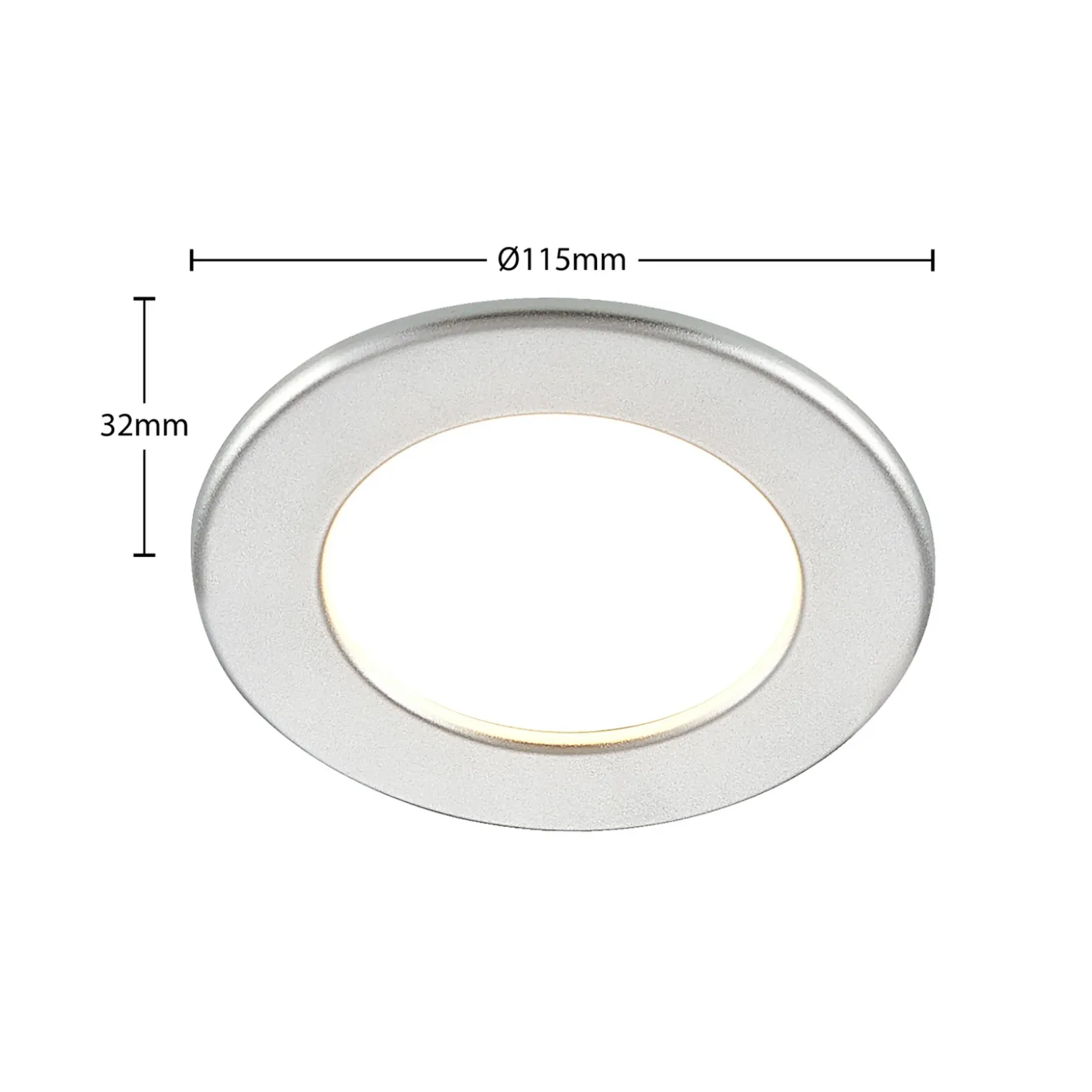 Prios lámpara empotrable LED Cadance, plata, 12 cm, CCT, IP44