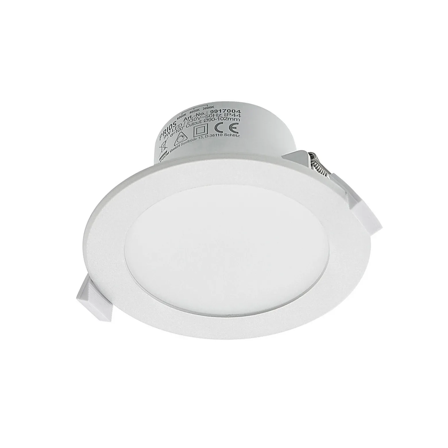 Prios lámpara empotrable LED Rida, juego de 10, blanco, 12 cm, CCT, IP44