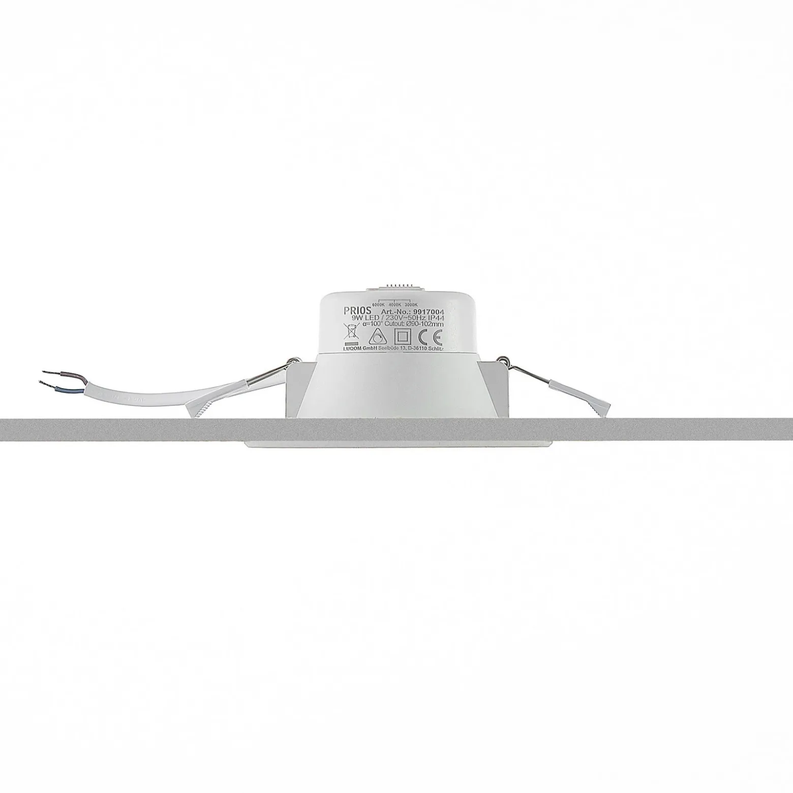 Prios lámpara empotrable LED Rida, juego de 10, blanco, 12 cm, CCT, IP44