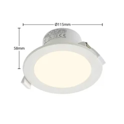 Prios lámpara empotrable LED Rida, juego de 10, blanco, 12 cm, CCT, IP44