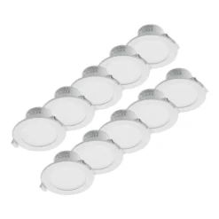 Prios lámpara empotrable LED Rida, juego de 10, blanco, 12 cm, CCT, IP44