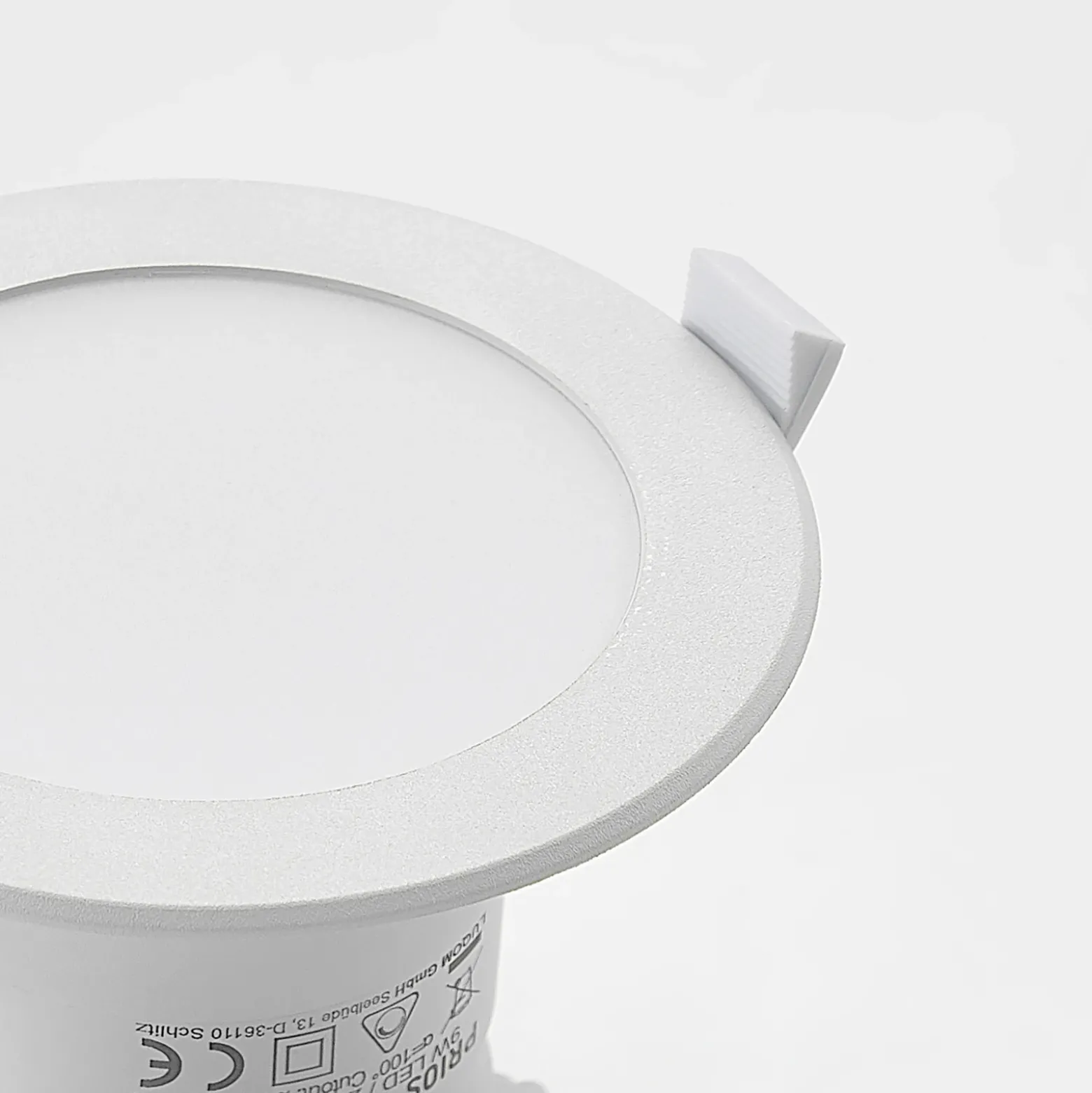Prios lámpara empotrable LED Rida, juego de 10, blanco, 12 cm, CCT, IP44