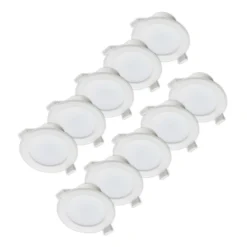 Prios lámpara empotrable LED Rida, juego de 10, blanco, 15 cm, CCT, IP44