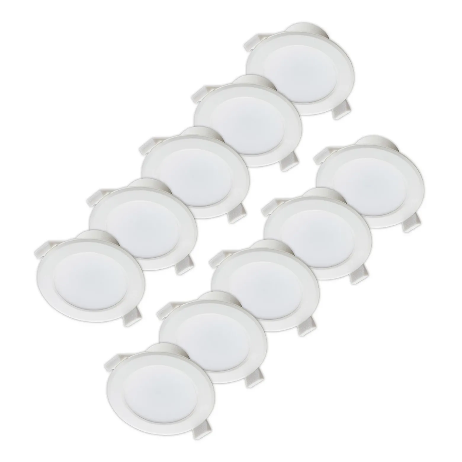Prios lámpara empotrable LED Rida, juego de 10, blanco, 15 cm, CCT, IP44