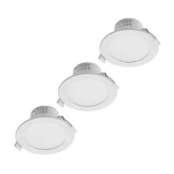 Prios lámpara empotrable LED Rida, juego de 3, blanco, 12 cm, CCT, IP44
