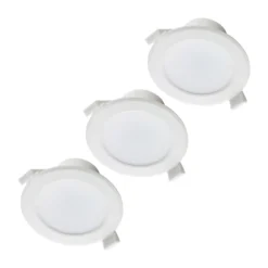 Prios lámpara empotrable LED Rida, juego de 3, blanco, 19cm, CCT, IP44