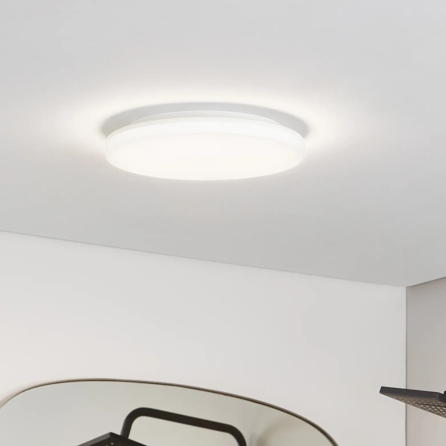 Prios lámpara LED de techo Artin, Ø 33 cm, blanco, CCT, IP65