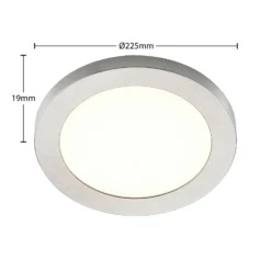 Prios lámpara LED de techo Aureka, Ø 23 cm, plata, metal